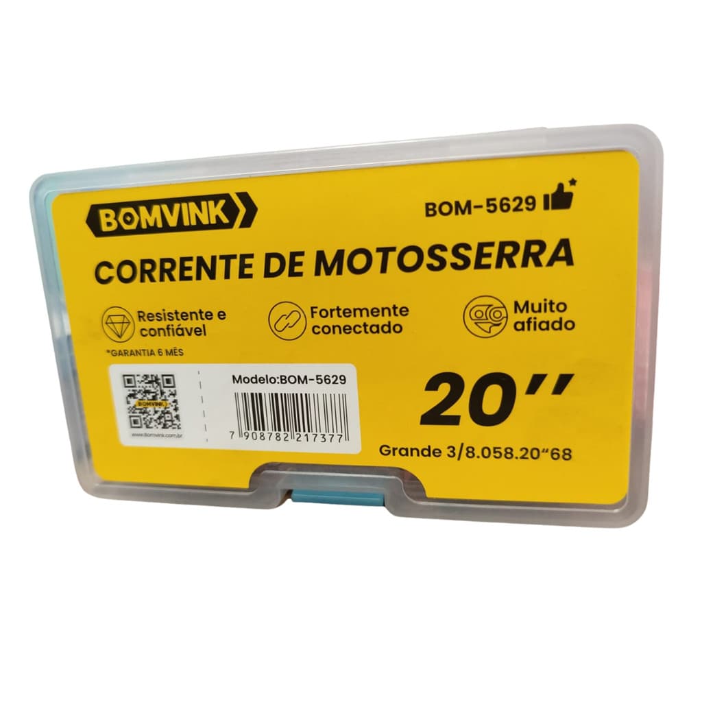 Corrente de Aço Temperado Muito Afiado 20" Para Motosserra 3/8" 34 Dentes Grandes Calibre 1,5mm