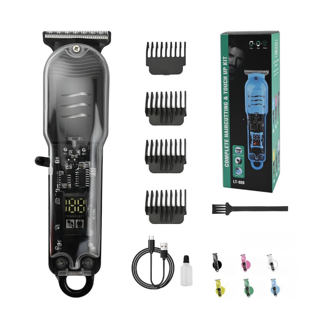 Máquina de Cortar Cabelo Profissional Transparente – | Motor Potente | Bateria 800mAh | USB-C