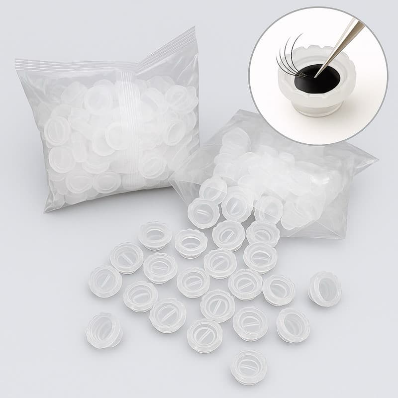 100/200/300 Batoques Flor Transparente para Suporte Cola e Alongamento de Cílios （S26)