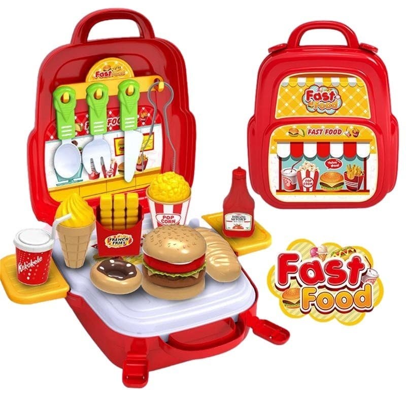 Kit Maleta Infantil Fast Food 29 Peças 3 em 1 Fast Bag ENVIO IMEDIATO!