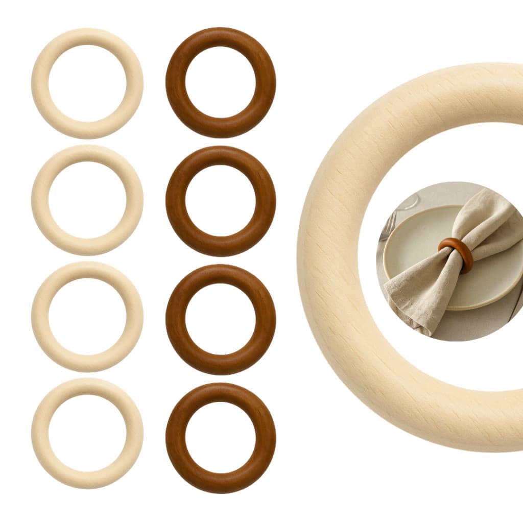 4 Unidades Argola Porta Guardanapo Madeira Luxo Anel 5cm Mesa Posta Festa