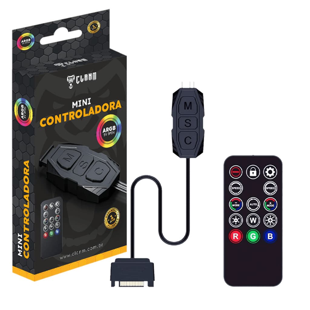 Mini Controladora Cooler Fan Argb Com Controle Clanm 3 Pinos