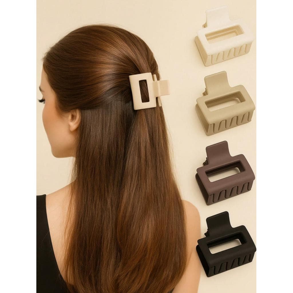 1 a 4 Peças Presilhas de Cabelo Leves Quadrados, Preto, Branco, Marrom e Cáqui, Minimalista, Uso Diário,  e Simples