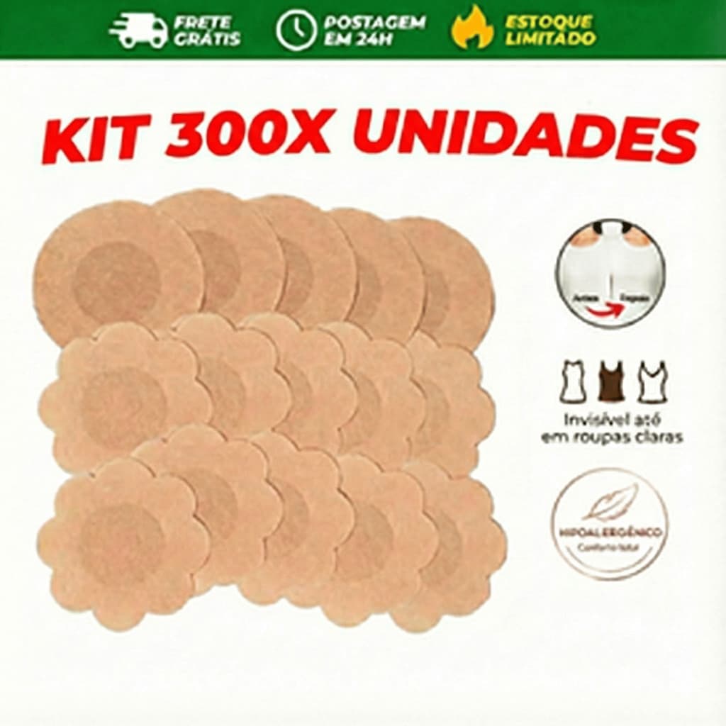 Pacote 300x Tapa Seios Adesivo Invisível 7,5cm Protetor para Mamilo Envio 24h