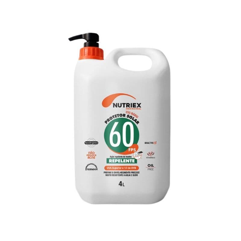 Protetor Solar FPS 60 com Repelente e Bico Dosador - Frasco 4 Litros