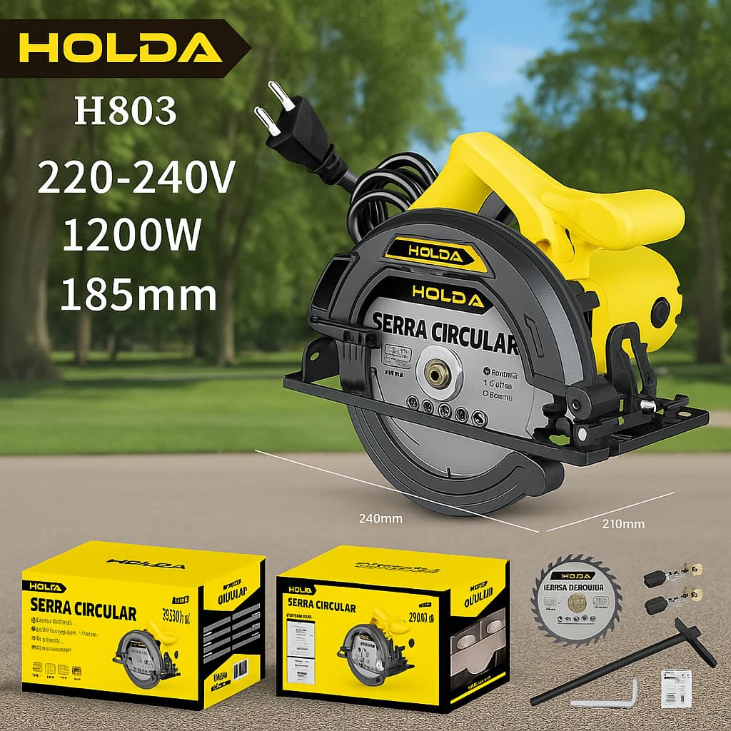 Serra Circular Elétrica 1200W Profissional Ajustável com Disco 185mm para Madeira – 110V/220V