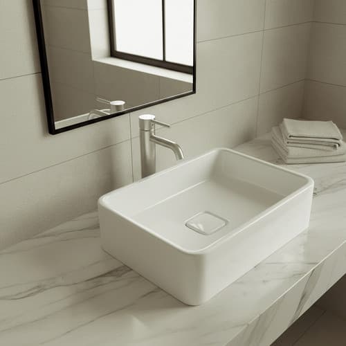 Cuba De Soprepor Pia Lavabo Raffinata Retangular Moderno Banheiro Branco