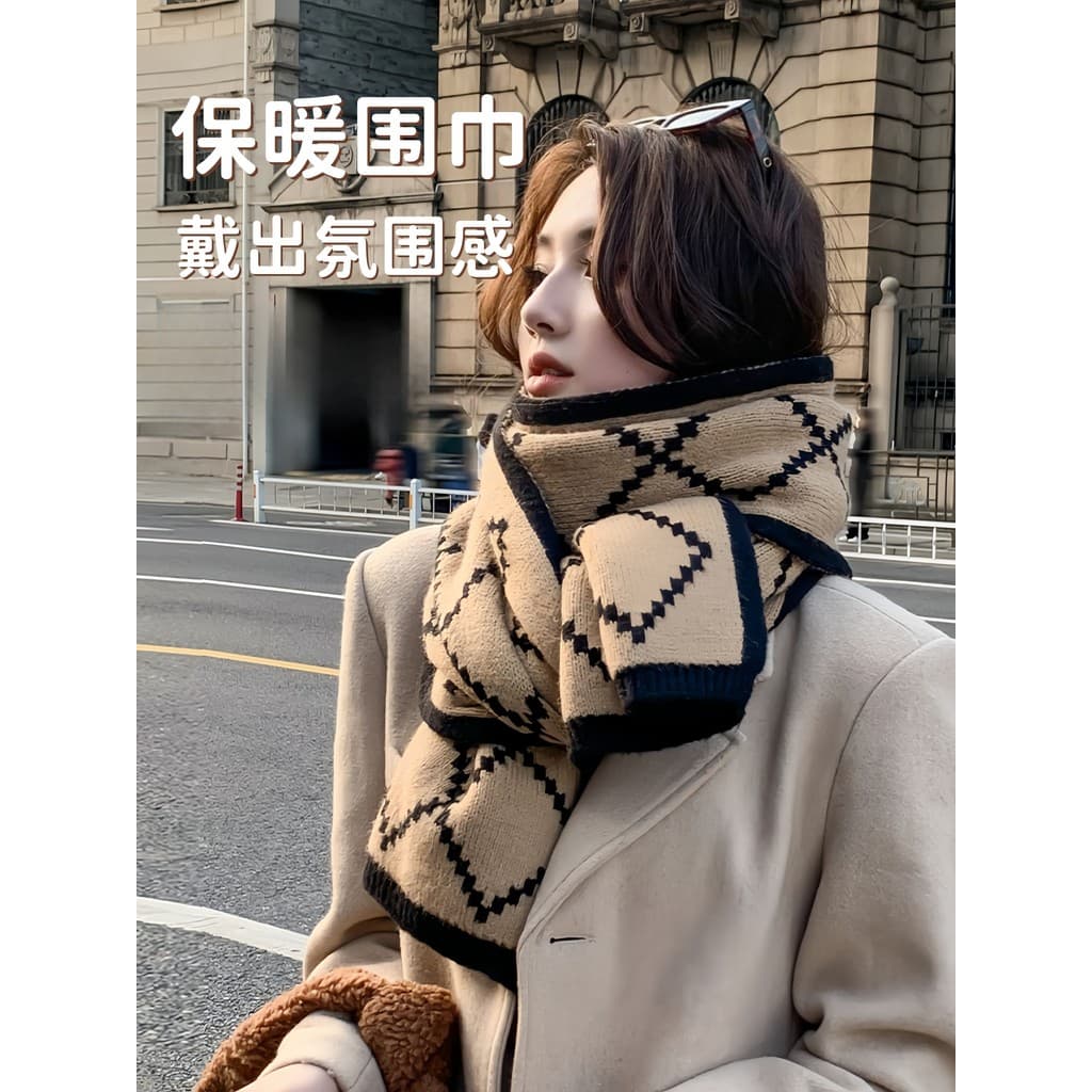Cachecol feminino inverno 2025 novo estilo estilo coreano dupla face xadrez All-Match quente xale High-End longo babador