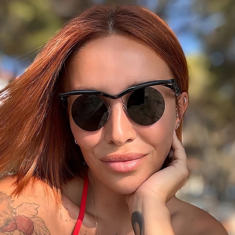 Óculos de Sol Redondos Pequenos Estilo Punk para Mulheres e Homens, Óculos Vintage Sem Armação para Senhoras, Proteção U