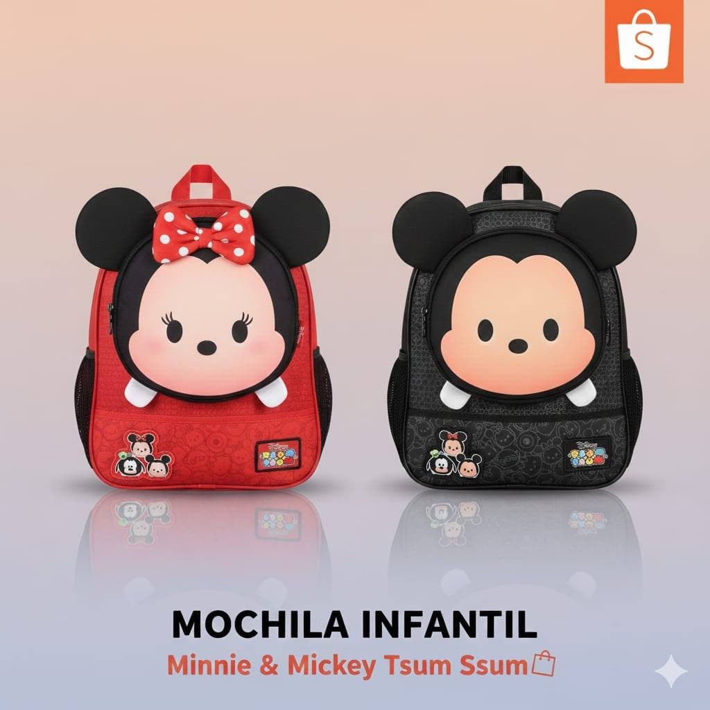 Mochila Infantil Escolar Minnie Mickey Menino Menina Personagem