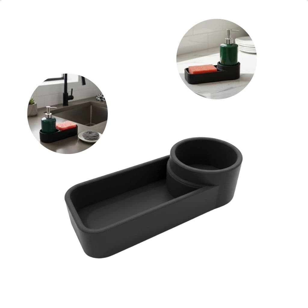 Suporte Organizador De Pia Moderno Para Sabão Líquido e Esponja Detergente Dispenser Compacto e Minimalista Para Cozinha