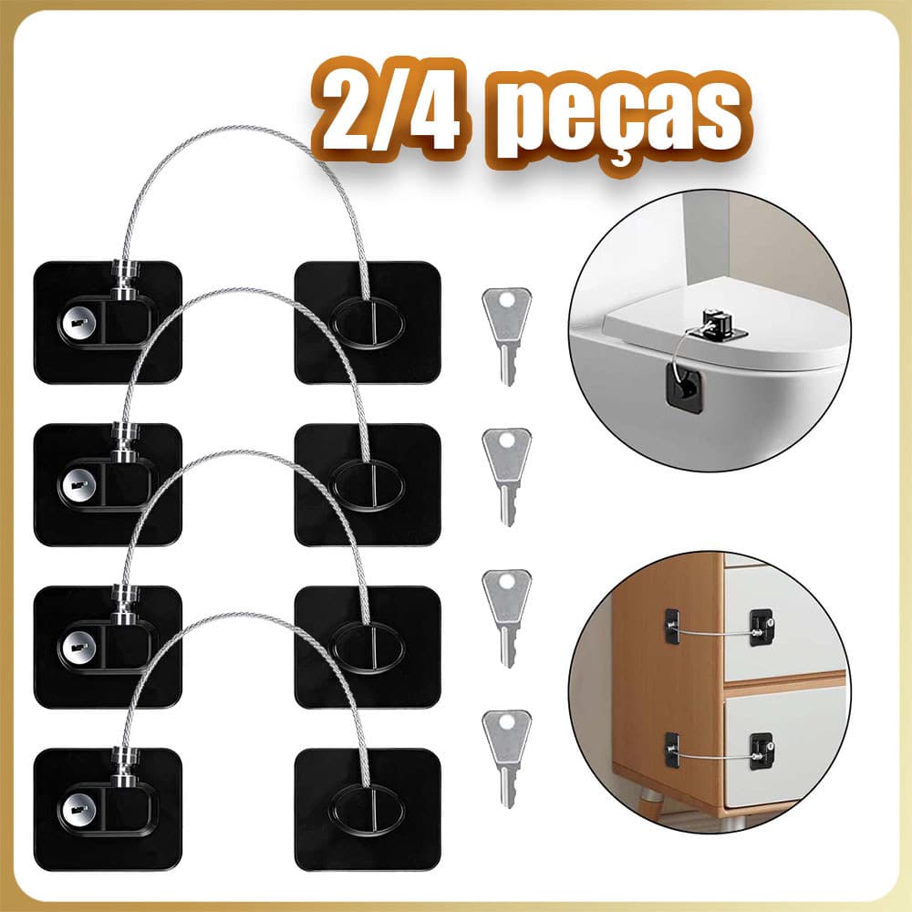 2/4/6x Fecho de segurança,fecho para frigorífico,fecho para armário, para gaveta, congelador - Preto