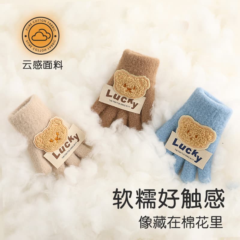 Luvas de urso infantil meninos meninas outono inverno meninos cinco dedos inverno ao ar livre quente resistente ao frio
