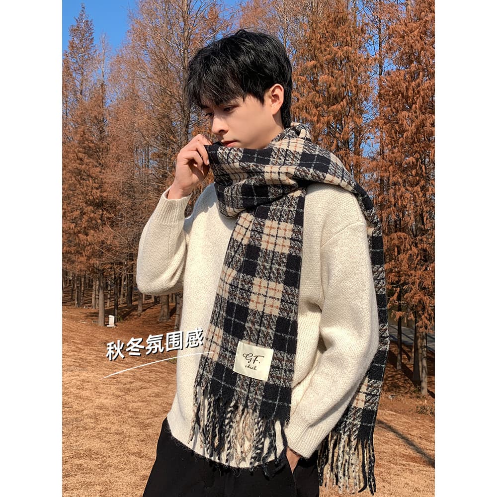 Cachecol masculino estilo outono inverno High-End masculino All-Match xadrez cachecol feminino presente para namorado pe