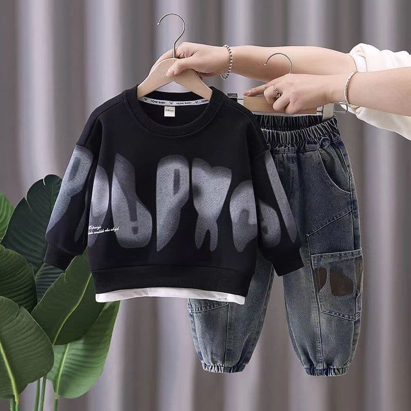 Moletom terno meninos médio pequeno crianças terno primavera outono estilo 2025 novo estilo crianças moda influenciador
