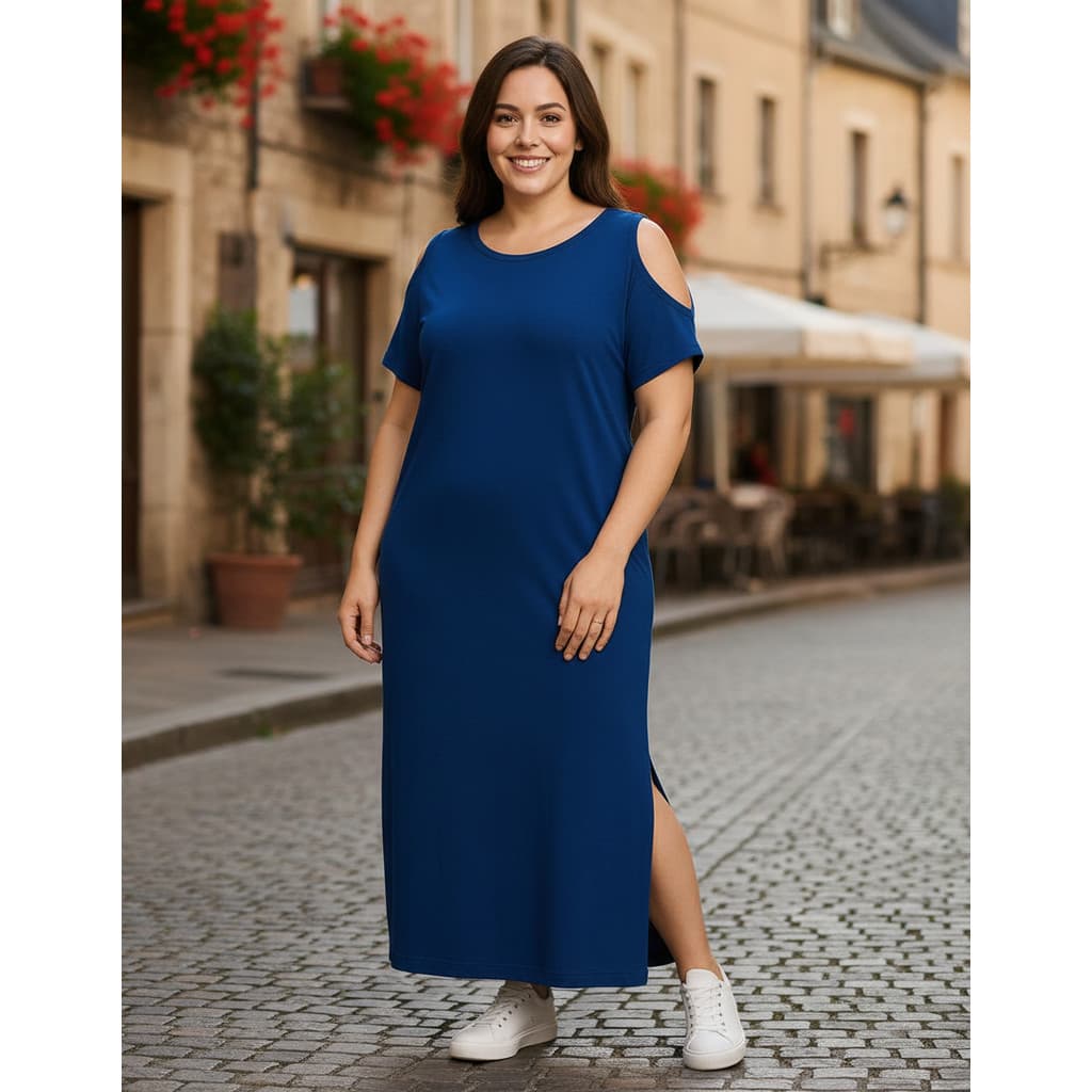 Vestido Midi Plus Size Soltinho Casual Básico  Elegante Verão Plus
