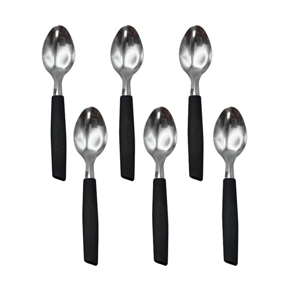 Kit 6 Peças Colher  Chá/Sobremesa Cabene Cabo Plástico Preto