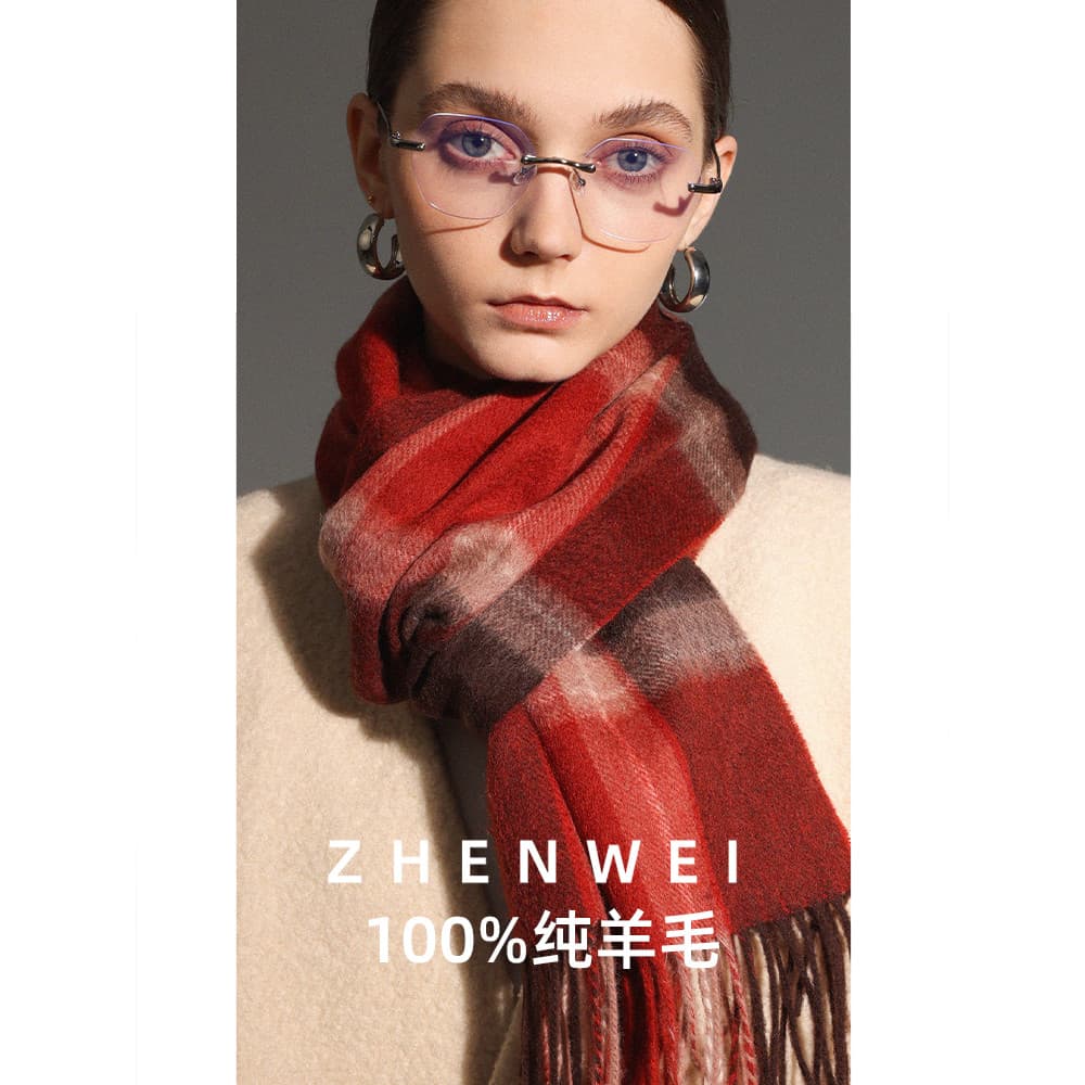 100% lenço de lã pura feminino inverno xadrez cachecol xadrez listras ano novo natal grande xale vermelho dupla utilizaç