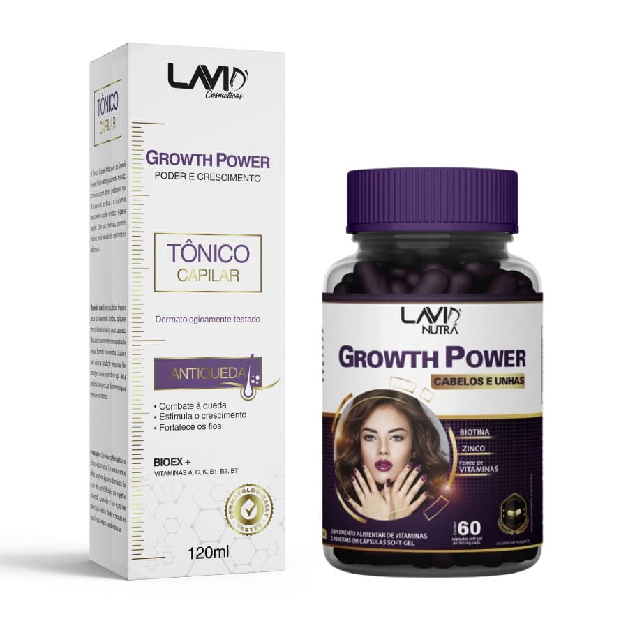 Kit tônico Capilar Antiqueda120ml + Vitamina capilar Growth- Power 60caps.