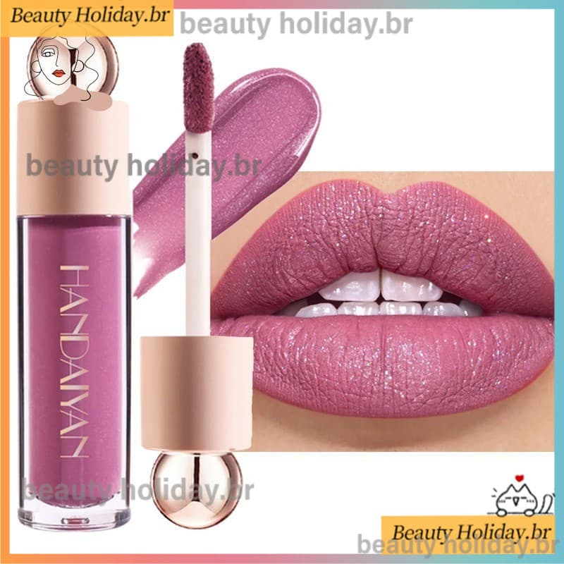 Batom Líquido Brilhante Mate Diamante Brilho Labial À Prova D'água Pérola Longa Duração Maquiagem Dos Lábios Feminina