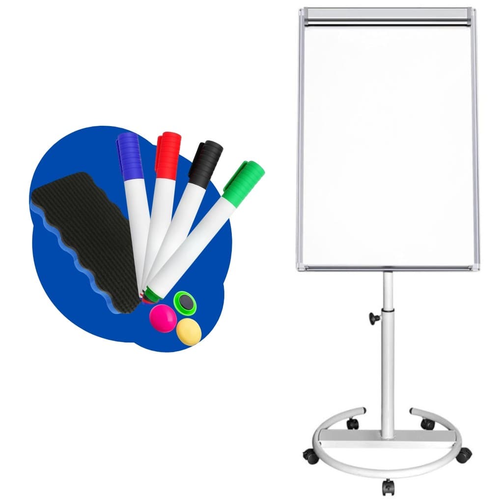 Flip Chart Magnético Quadro Branco Lousa Com Acessórios Apresentações Trabalhos em Grupo Reuniões