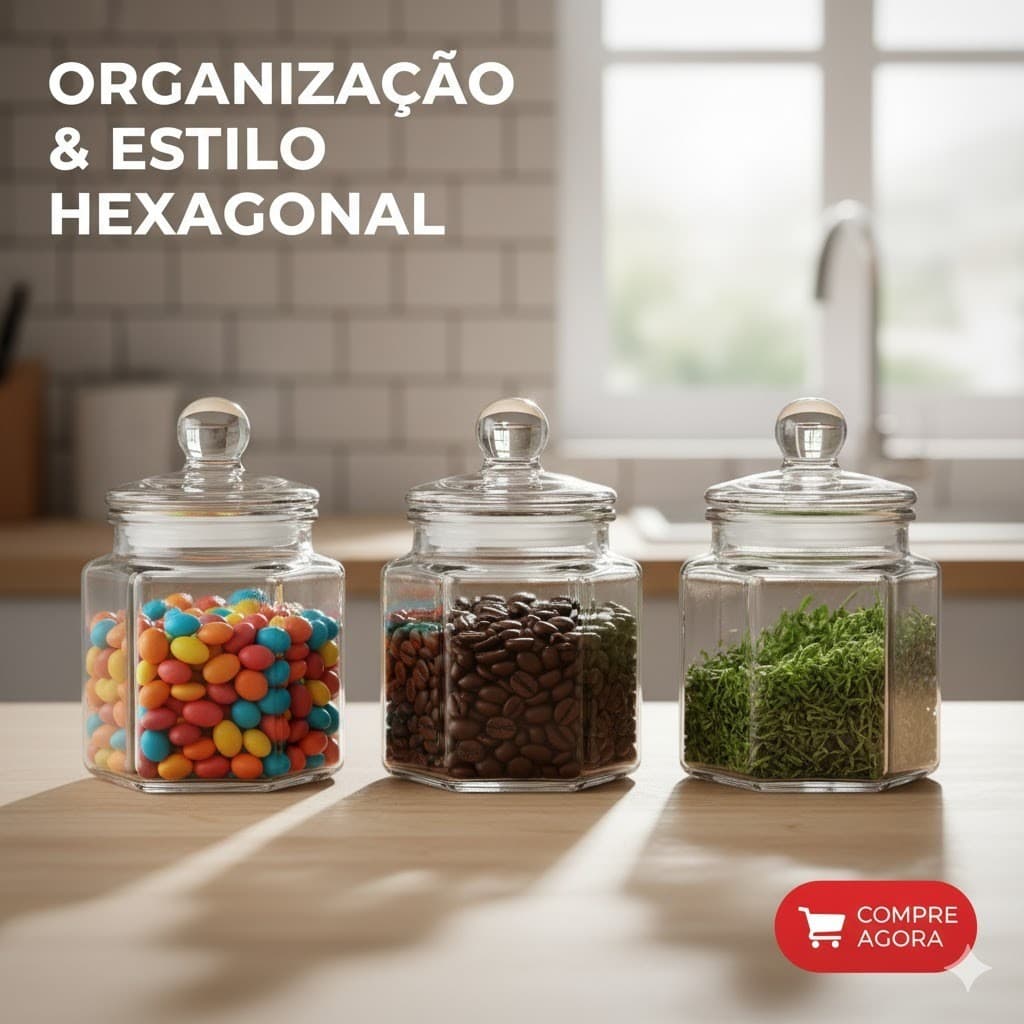 Kit De Potes De Vidro 3 Unidades