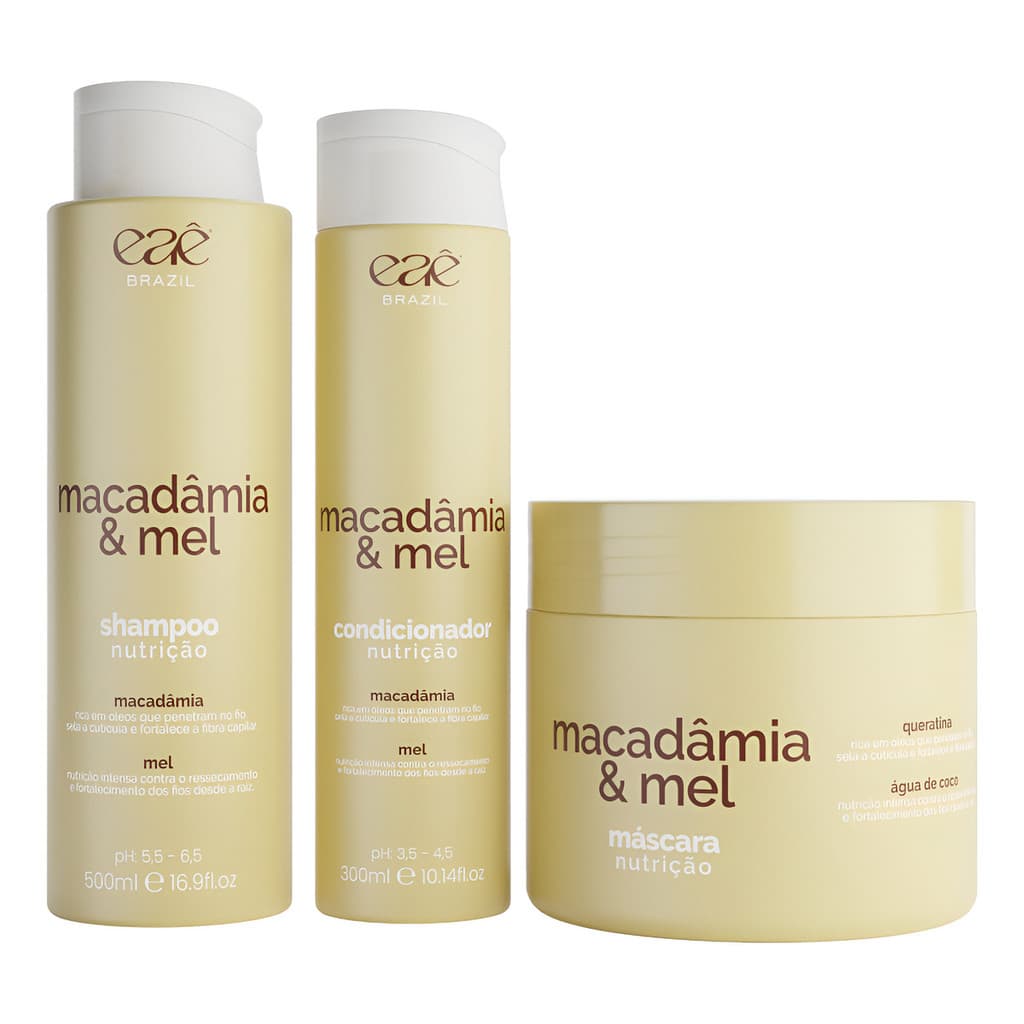 Kit Eaê Brazil Nutrição Intensa Macadâmia + Mel 3 Passos