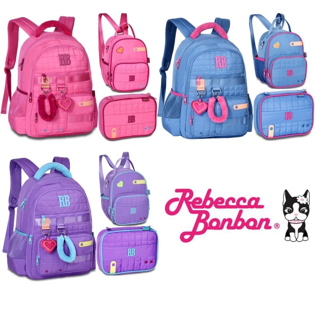 Rebecca Bonbon Kit Mochila de Costas Pelúcia Coleção Plush Dreams Charme e Aconchego Original
