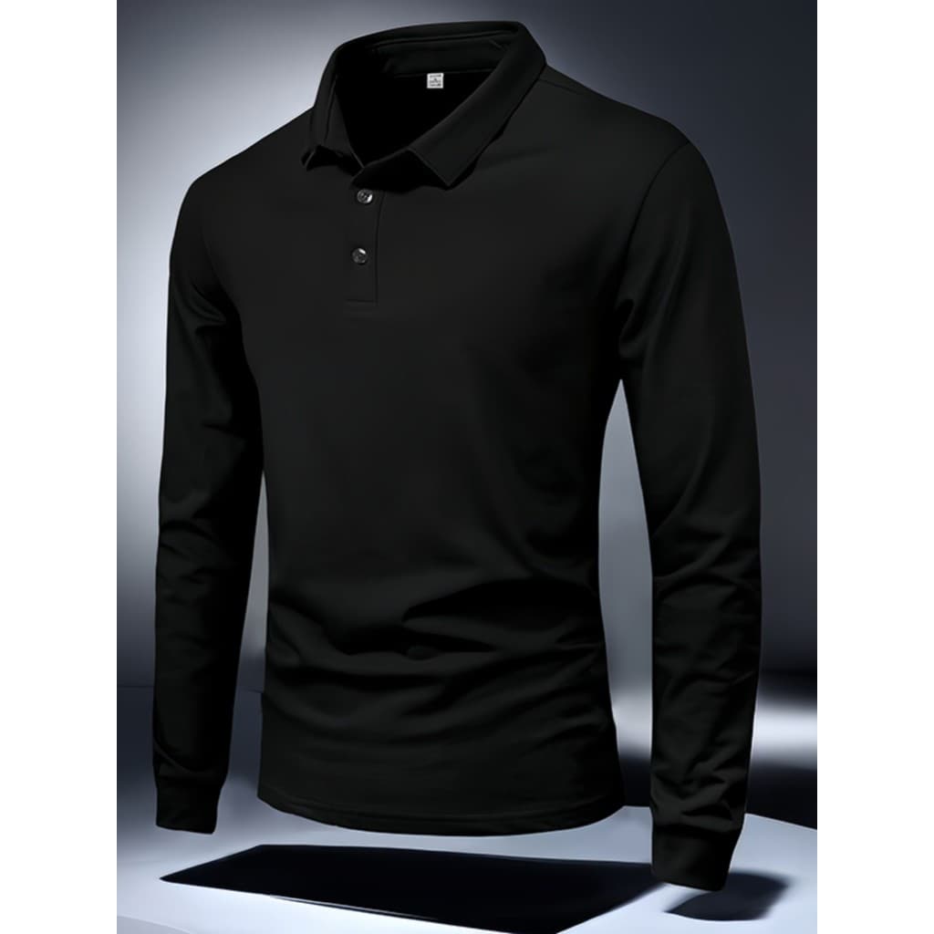 Camisa Polo masculina de manga comprida t high-Count mercerizado algodão high-End masculino cor sólida novo estilo prima