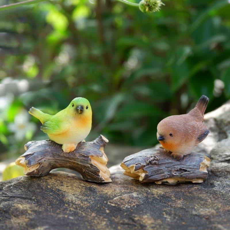 Estatueta De Pássaro De Resina Realista-Decoração De Jardim Em Miniatura Para Pátio E Varanda