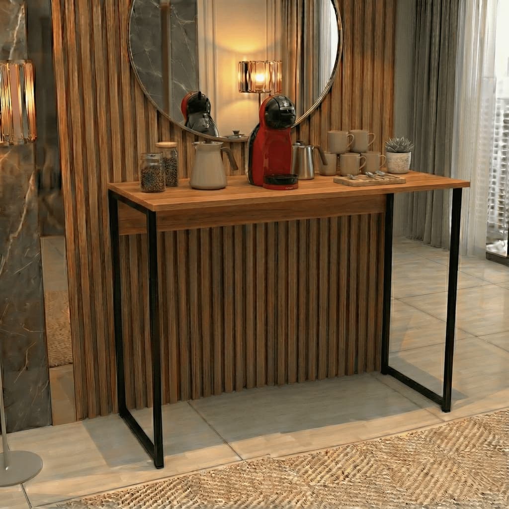 ENVIO FULL Aparador 120cm Industrial Branco Console Mesa Escritório Hall Sala Pés Metal Preto