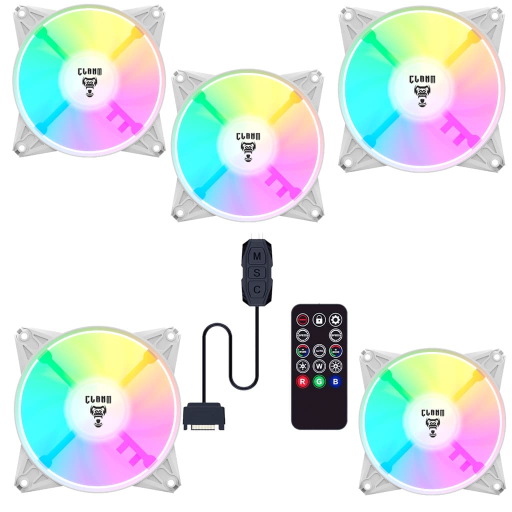 Kit 5 COOLER FAN Gamer Snow Eurus ARGB + Controladora CLANM