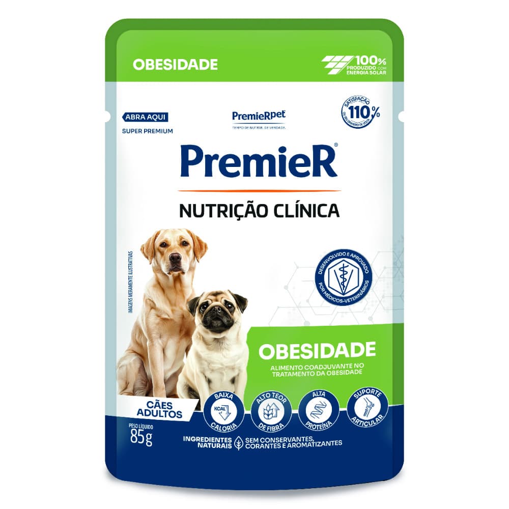 Ração Úmida Premier Sachê Nutrição Clínica Obesidade Para Cães Adultos 85g