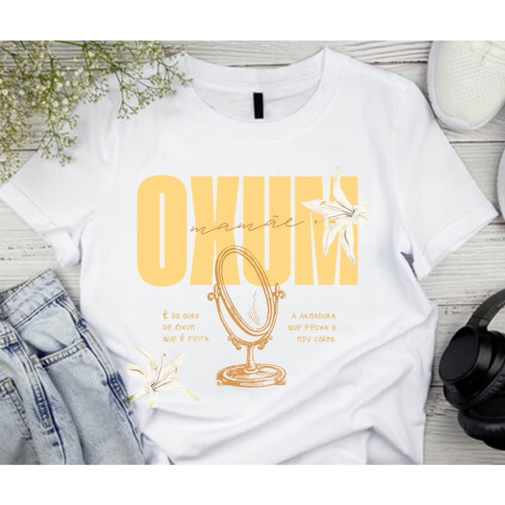 Camiseta Premium Feminina Religiosa Oxum Candomble Orixá 100% Algodao Envio Imediato