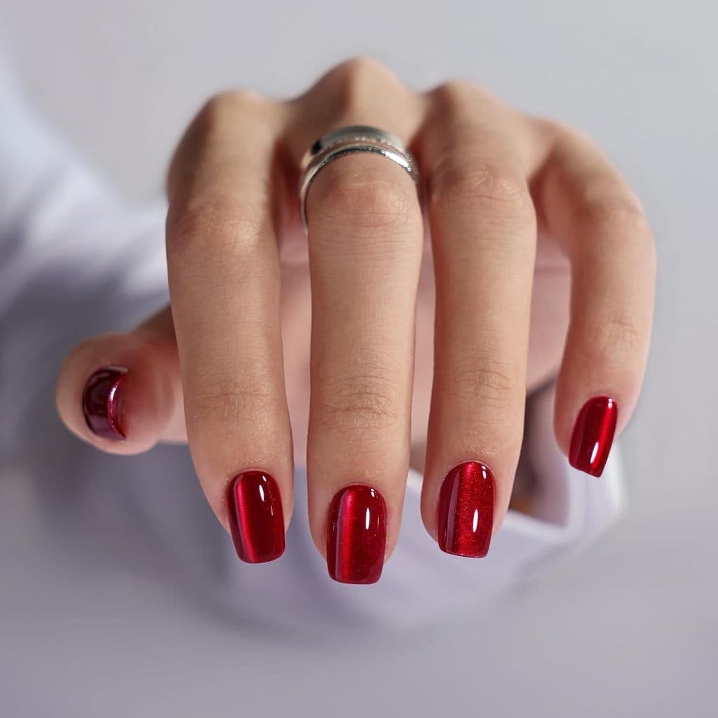 Unhas Postiças Olho de Gato Vermelho, Unhas Curtas Quadradas Amêndoa Reutilizáveis com Cola para Presentes