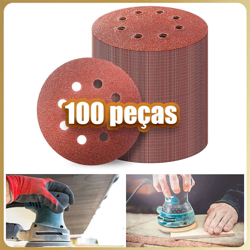 Kit 100 Discos de lixa grão 60 80 120 180 240 320 400 lixa redonda com velcro para lixadeira orbital aleatória