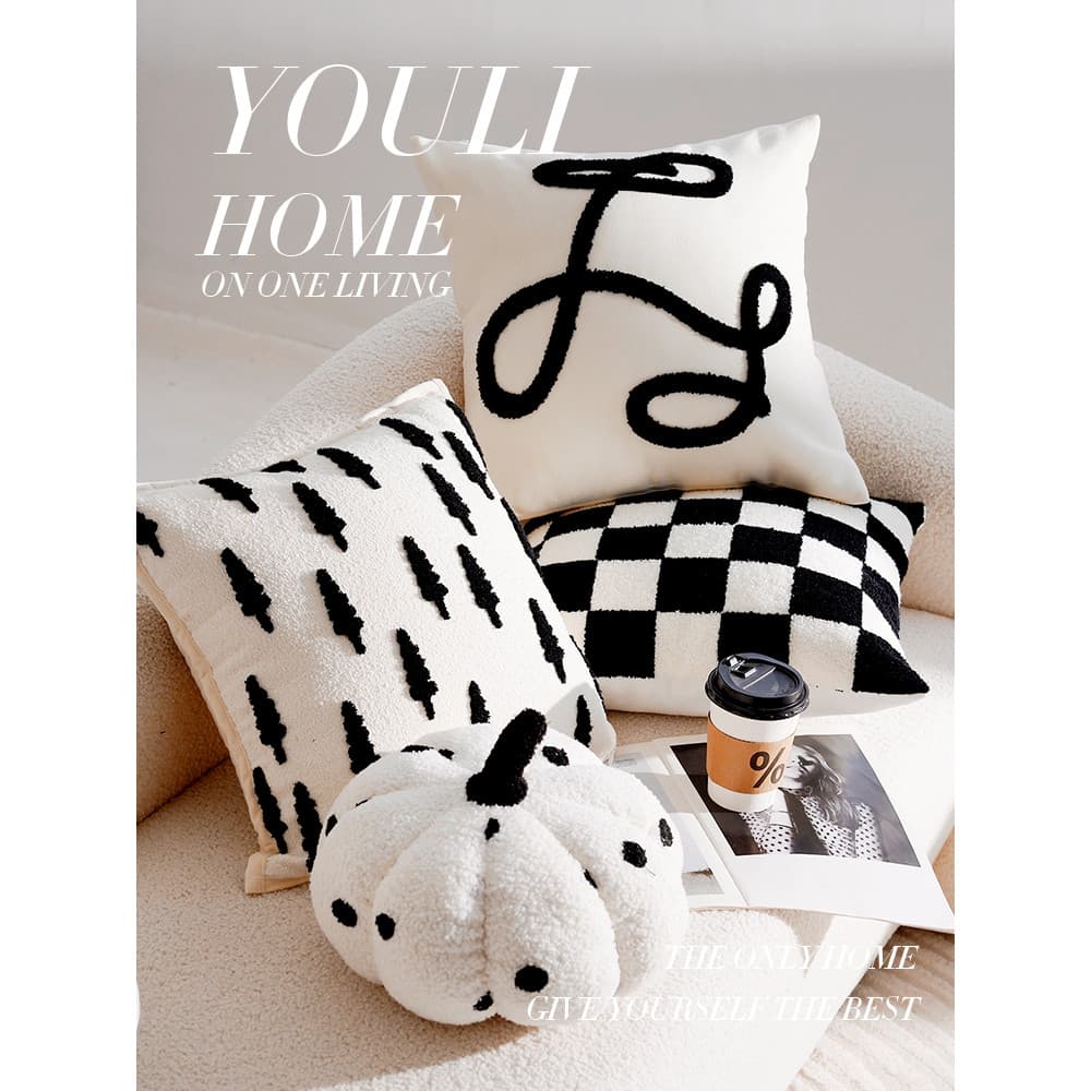 Creme estilo Retro cama Bay janela sofá travesseiro bolinhas preto branco método de abóbora luz luxo fronha almofada