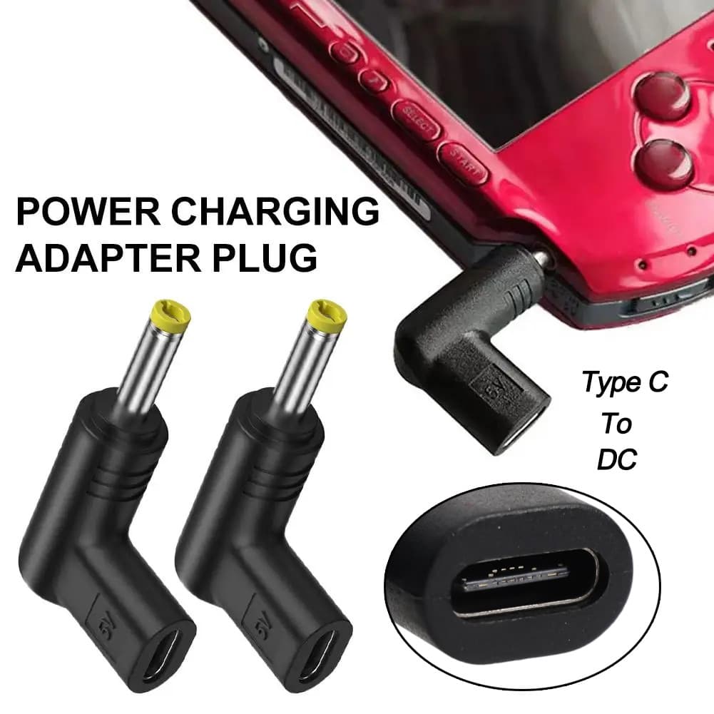 Type-C To DC Power Adapter For PSP 5V Input- Mini Portable Black Plastic Travel Game Console Charging Converter
