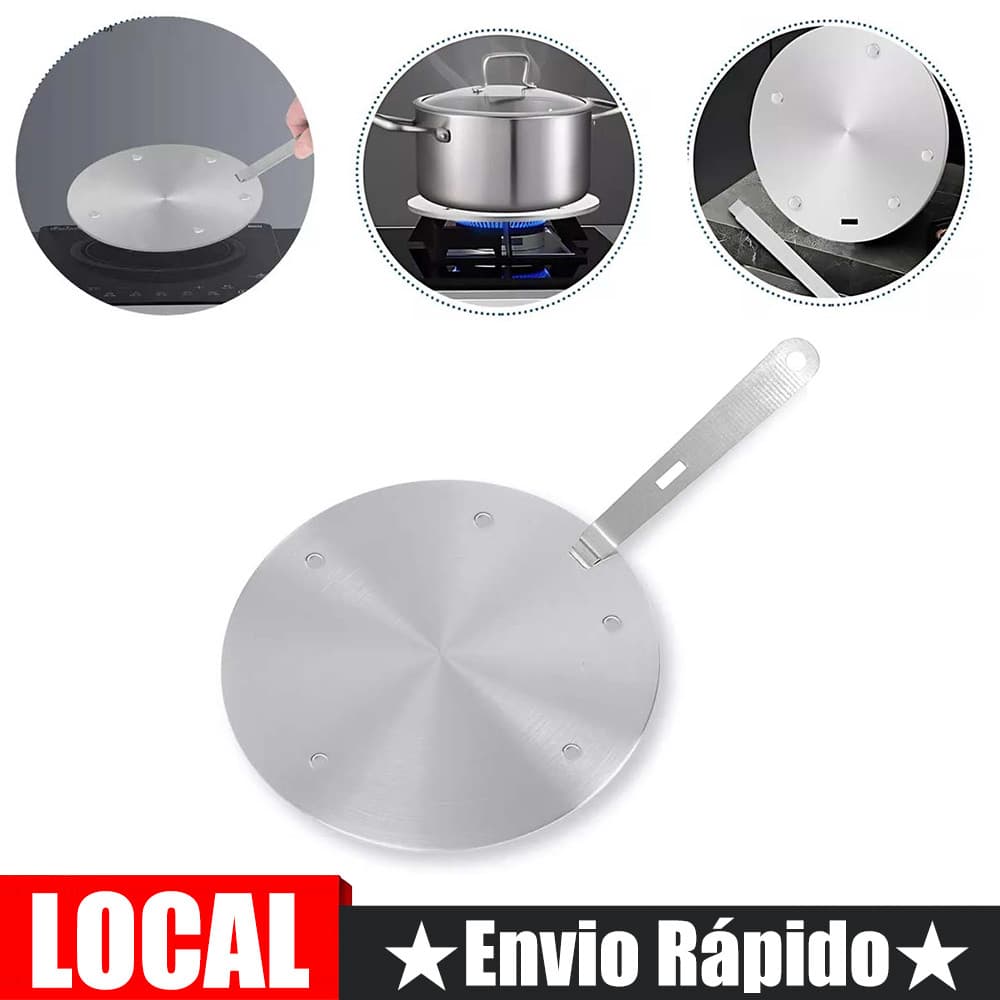 Fogão de indução placa condutora térmica adaptador difusor Material de aço inoxidável diâmetro 24cm espessura 4mm prata
