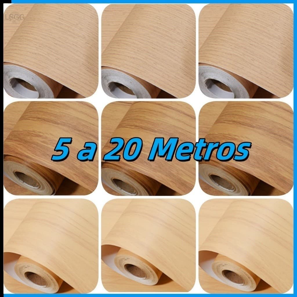 Papel Adesivo Madeira 5 Metros x 45cm Realista 3D para Decoração de Ambiente, Envelopamento de Móveis