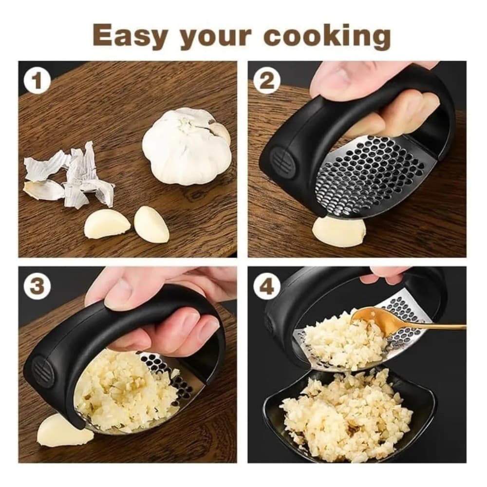 AMASSADOR DE ALHO INOX ERGONÔMICO PRENSA MANUAL PARA COZINHA
