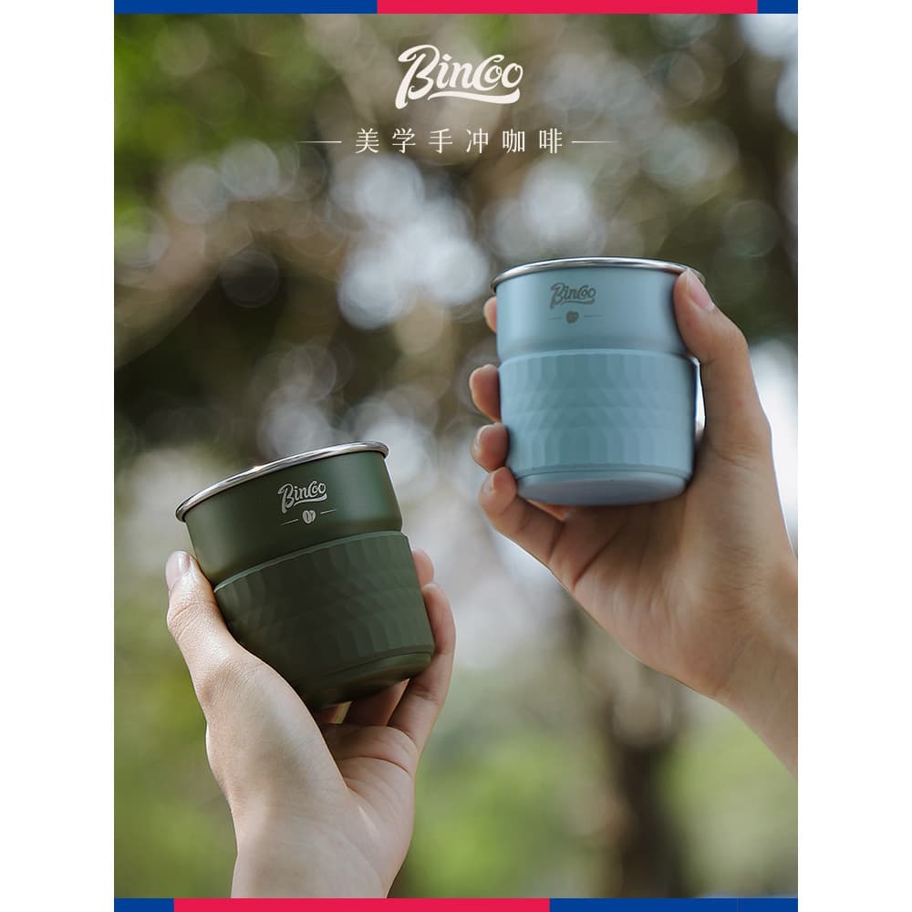 Bincoo copo de café de aço inoxidável ins304 de alto valor portátil acampamento ao ar livre copo prático xícara de café