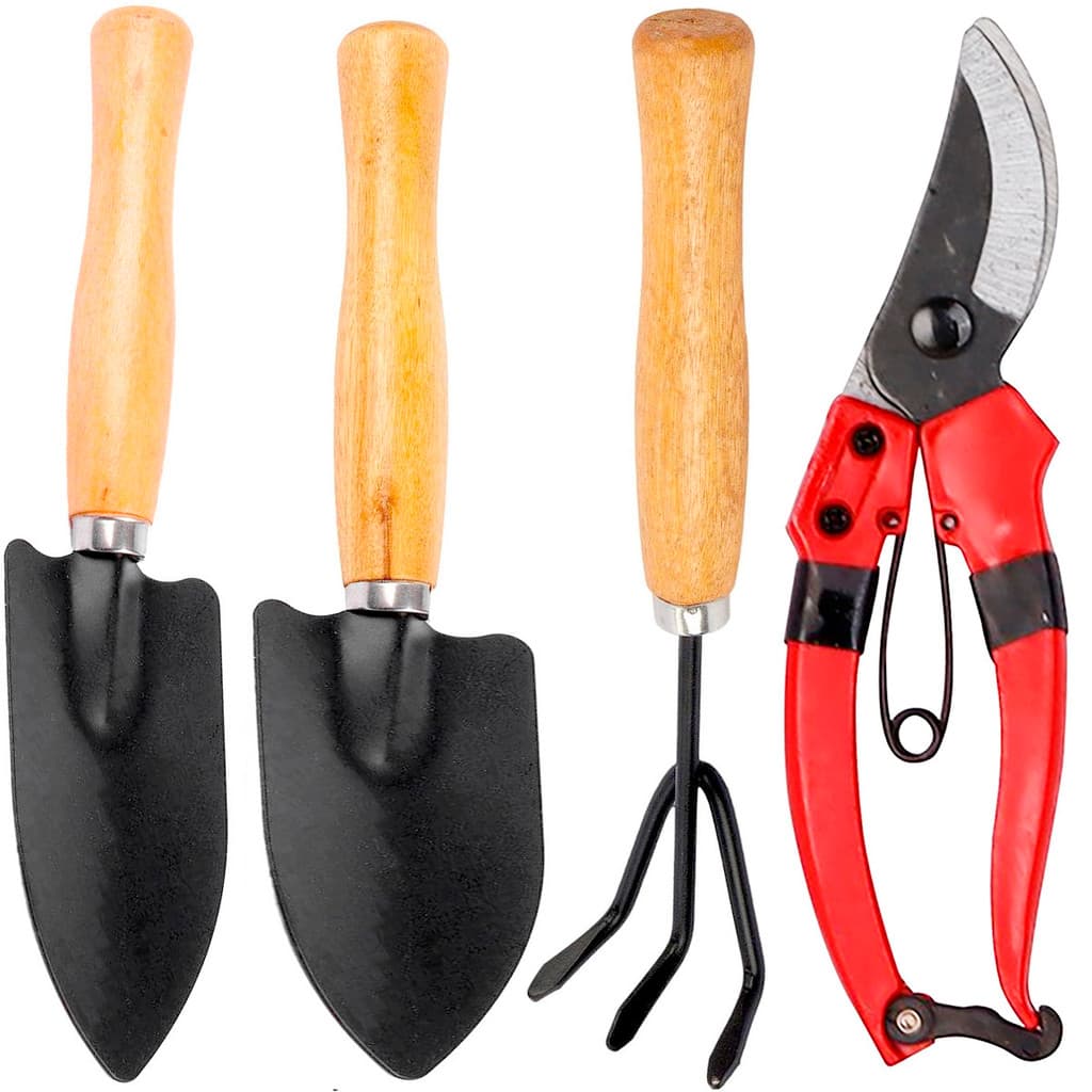 Kit Jardinagem Jardim Tesoura Poda Ancinho Pazinha Garfinho