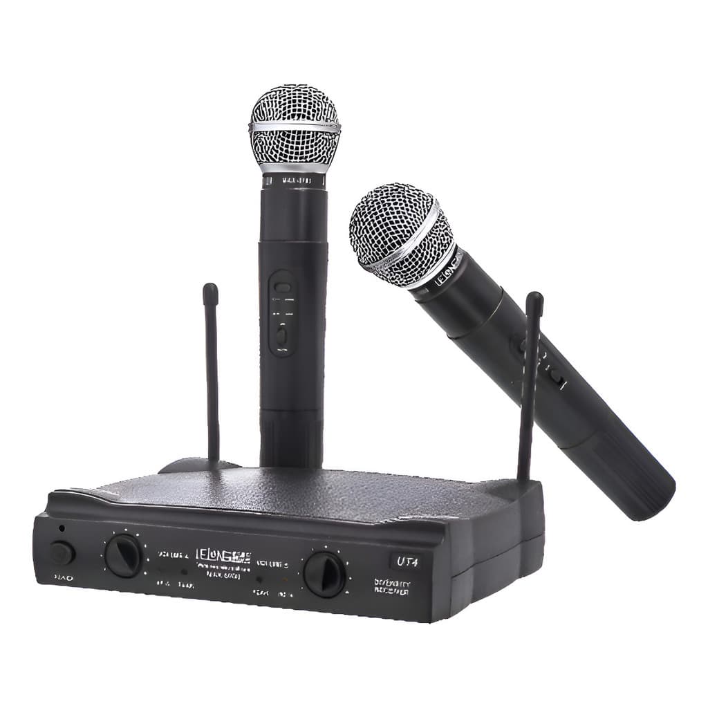 Microfone Duplo Sem Fio Uhf Profissional Dinâmico Le-906