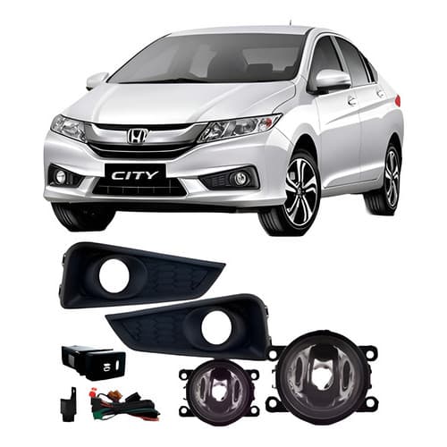 Kit Farol Neblina Milha City 2016 2017 Com Grade Aro Preto