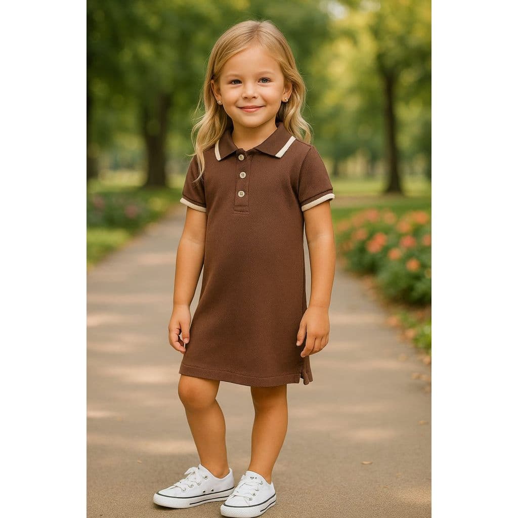 Vestido Polo Infantil - Marrom Bombom