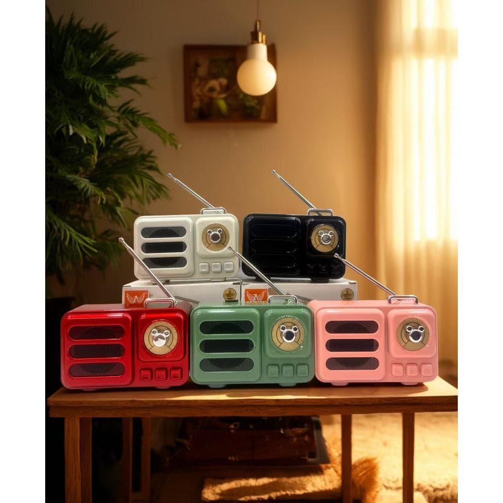 Mini Rádio FM Recarregável Bluetooth com USB / Cartão SD / Som Potente Portátil