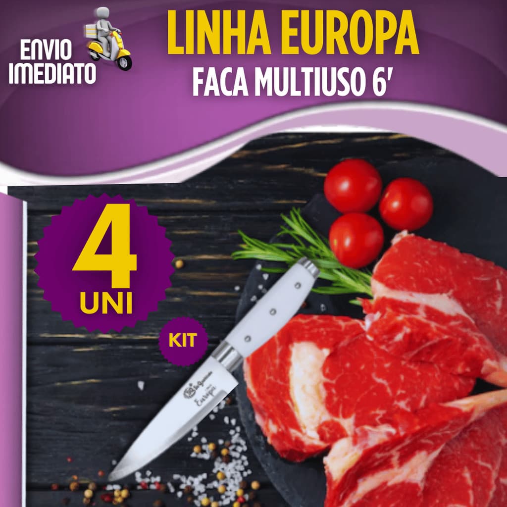 Faca de Cozinha 1/2/3/4 Peças Aço Inox Gourmet Premium Carne Legumes Frutas Resistente Facas Afiadas