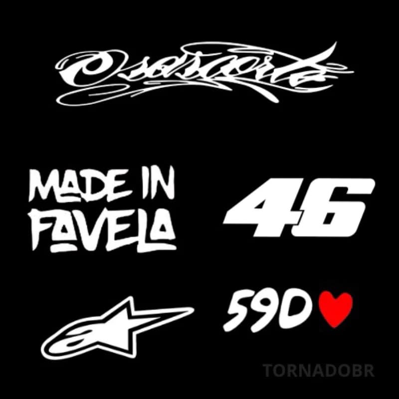 kit Adesivos Osascorte Made in Favela 59D 46 AIpnestrars Moto Carro Bike