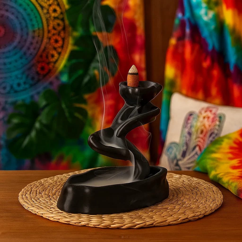 Incensário Formato Montanha Cascata Toque Decoração & Lazer Relaxamento Casa Harmonia Enfeite Meditação Presente Paz Lar